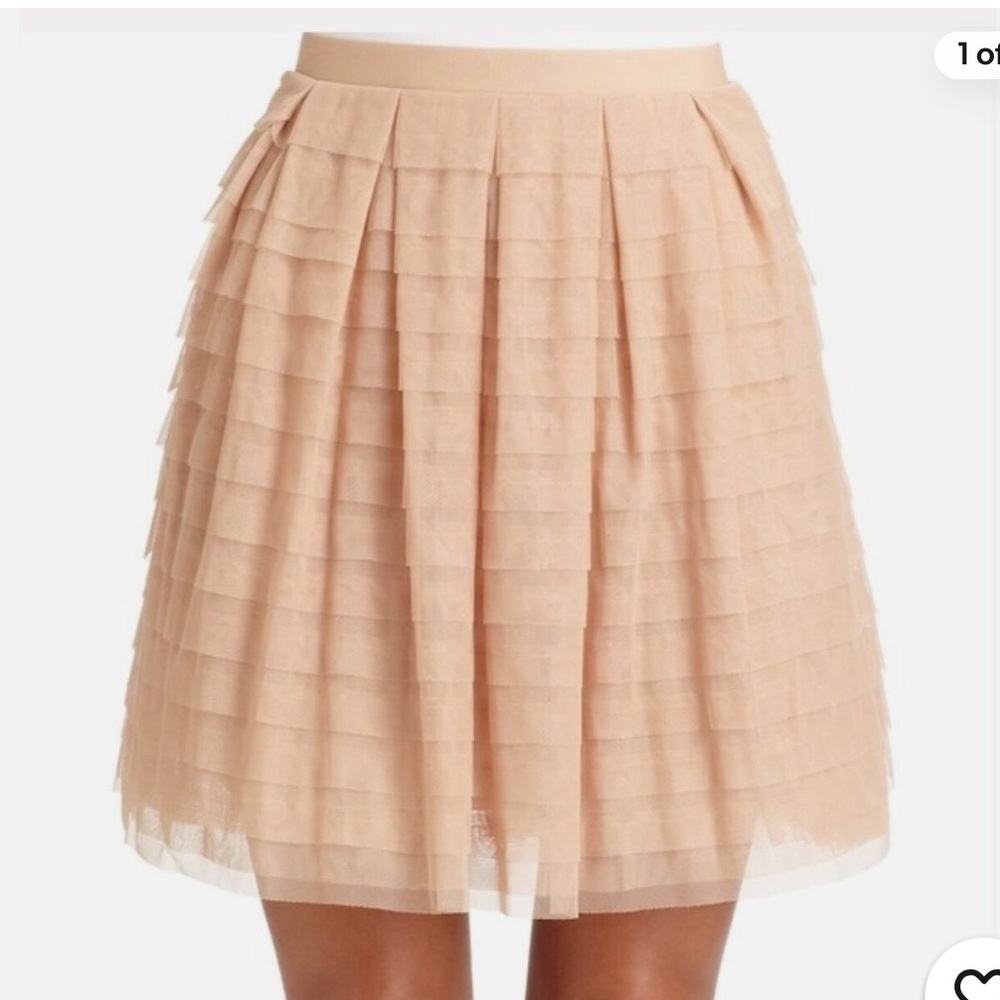 BCBGMaxazria BCBG‎ Alegra Bare Pink Tulle Ruffle Skirt Medium